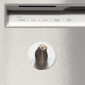 Schattige glimlende Otter in het meer Magneet (Insitu (Vaatwasser))