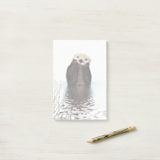 Schattige glimlende Otter in het meer Post-it® Notes (Op bureau)