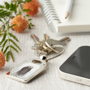 Schattige glimlende Otter in het meer Sleutelhanger