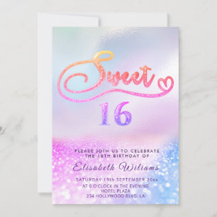 Schattige glitterscriptwaarde glam holografisch in kaart
