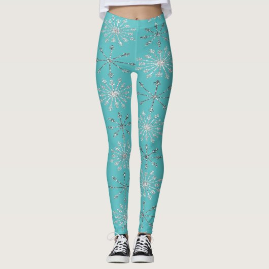 Schattige glittersnowvlokken, kerst leggings (Voorkant)