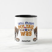 Schattige gluren bokser hond je maakt mijn staart  mok (Midden)