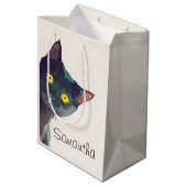 Schattige gluren kat geschenktas medium cadeauzakje (Achterkant Gekanteld)