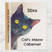 Schattige gluren kat wijn label etiket (Enkel label)