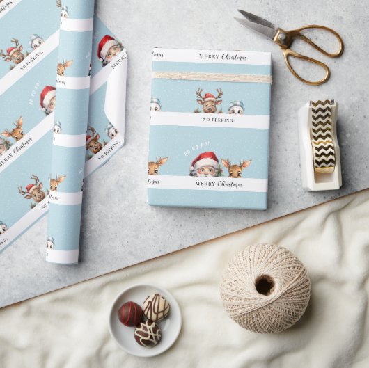 Schattige gluren Santa Kerstmis cadeaupapier (Crafts)