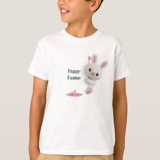 Schattige glurende 3D konijn met bewerkbare Pasen T-shirt