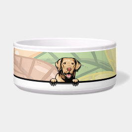 Schattige glurende Chesapeake Bay retriever, eten/ Voerbakje