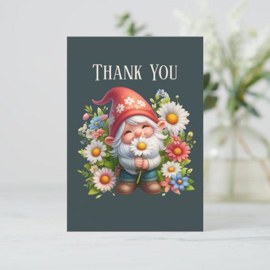 Schattige Gnome bericht toevoegen Bedankkaart (Staand voorkant)
