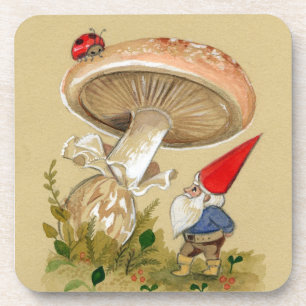 Schattige Gnome en ladybug Paddenstoel Onderzetter