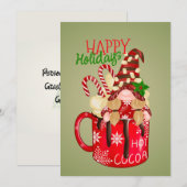 Schattige Gnome in een Beker Vlakke Kerstkaart (Voorkant / Achterkant)