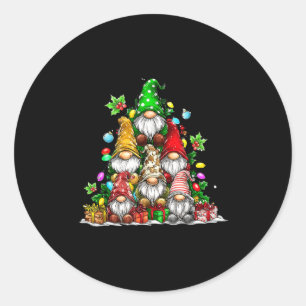 Schattige Gnome Kerstboom Lichtjes Gnomies Dwerg K Ronde Sticker