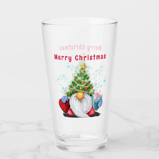 Schattige Gnome kerstglas Glas (Voorkant)