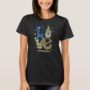 Schattige Gnome Liefde Hart Puzzel Autisme Bewustz T-shirt