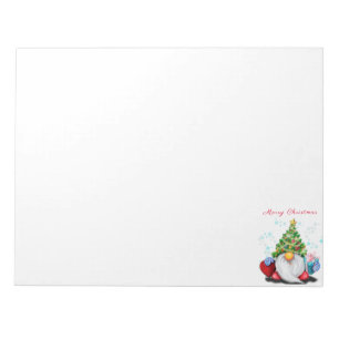 Schattige Gnome met Kerstboomhoed en Cadeau Notitieblok