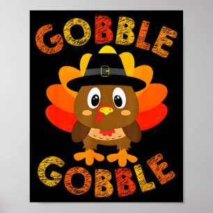Schattige Gobble Gobble Kalkoen Lgrim Jonge Jongen Poster