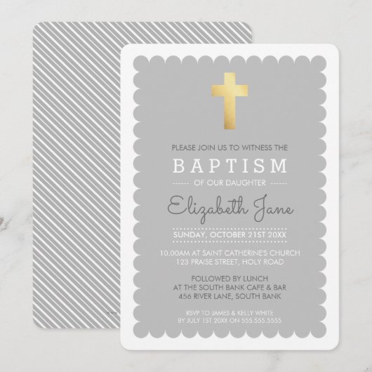 SCHATTIGE GOLD CROSS modern doopsel geschulpte ran Kaart (Voorkant / Achterkant)