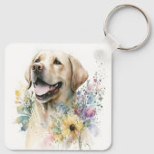 Schattige Golden Labrador Dog Sleutelhanger (Achterkant)