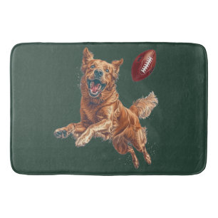 Schattige Golden Retriever Dog Spelen Football Badmat