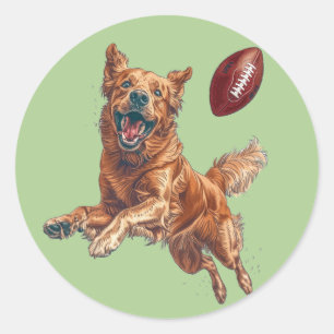 Schattige Golden Retriever Dog Spelen Football Ronde Sticker