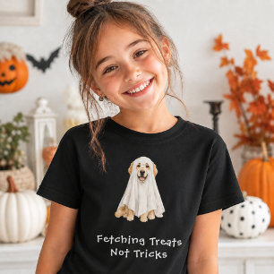 Schattige Golden Retriever Halloween Geest T-shirt