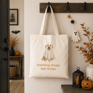 Schattige Golden Retriever Halloween Geest Trucs B Tote Bag