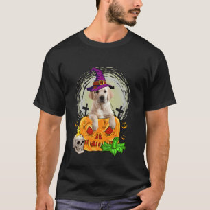 Schattige Golden Retriever Heks Pompoen Halloween T-shirt