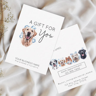Schattige Golden Retriever Pet Grooming Gift Card Notitiekaartje