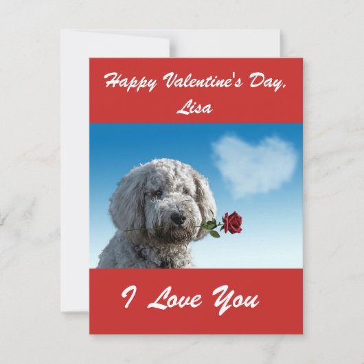 SCHATTIGE GOLDENDOODLE AANGEPRASTE VALENTIJNSDAG FEESTDAGENKAART (Voorkant)