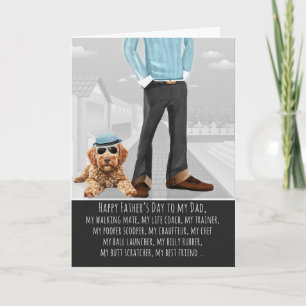 Schattige Goldendoodle-hond en papa grappige Vader Feestdagen Kaart