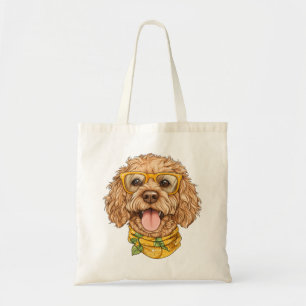Schattige Goldendoodle Hond Zonnebril Sinaasappels Tote Bag