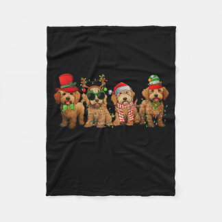 Schattige Goldendoodle Honden Kerstverlichting Gou Fleece Deken