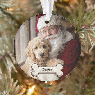 Schattige Goldendoodle Puppy 2-Foto Kerstmis Ornament