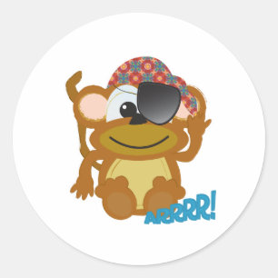 Schattige Goofkins aap piraat Ronde Sticker