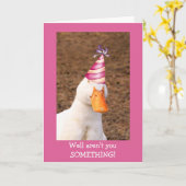 Schattige Goose Party Pet Verjaardag Kaart (Gele Bloem)