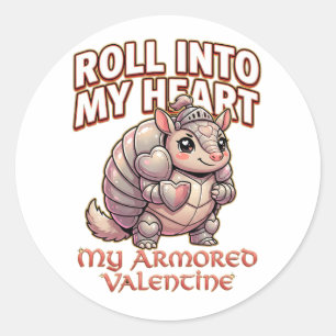 Schattige gordeldier ridder valentijn - rol in mij ronde sticker
