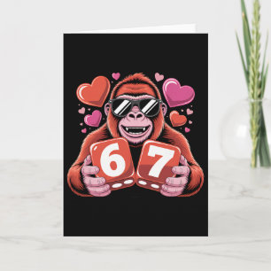 Schattige Gorilla Zes Zeven Met Hartjes Romantisch Kaart