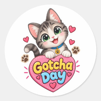 Schattige Gotcha Day Kat Ronde Sticker