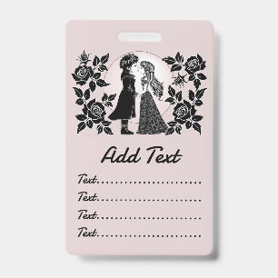 Schattige goth emo-kinderen zoenen op Valentijnsda Badge