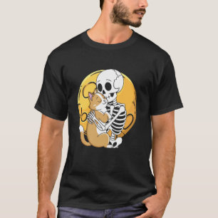 Schattige Goth Halloween Skelet Kat Schedel Kitten T-shirt