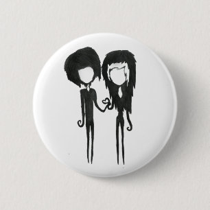 Schattige goth-jongen en meisjesachtige alternatie ronde button 5,7 cm