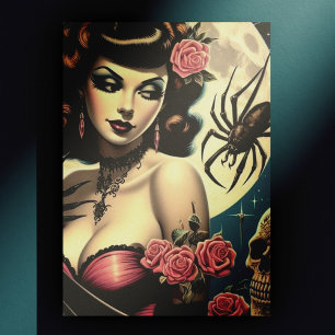 Schattige  Gothic Meisje Briefkaart