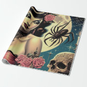 Schattige Gothic Meisje Cadeaupapier (Uitgerold)