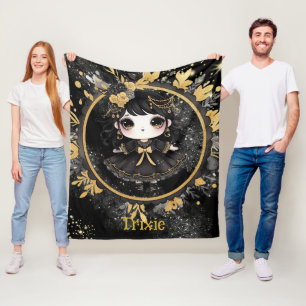 Schattige Gothic Meisje Custom Decor Gift Gothic M Fleece Deken