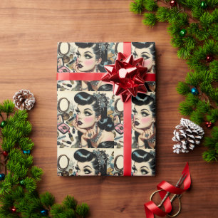 Schattige Gothic Pin Up Cadeaupapier