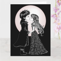 Schattige gothische emo-kinderen zoenen op Valenti