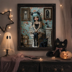 Schattige gotische fee pop Halloween muurkunst Poster