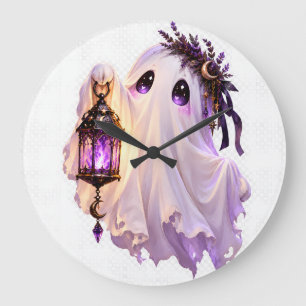 Schattige Gotische Pastel Geest Halloween Lantaarn Grote Klok