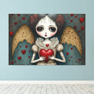 Schattige Gotische Valentijn Doll Canvas Afdruk