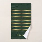 Schattige Goud en Smaragd Groene Strepen Naam Bad Handdoek (Handdoek)
