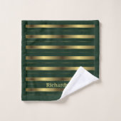 Schattige Goud en Smaragd Groene Strepen Naam Bad Handdoek (Wasdoekje)